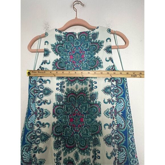 London Times Shift Dress Zipper Knee Length Geometric Floral Print Size 8 - Picture 7 of 11